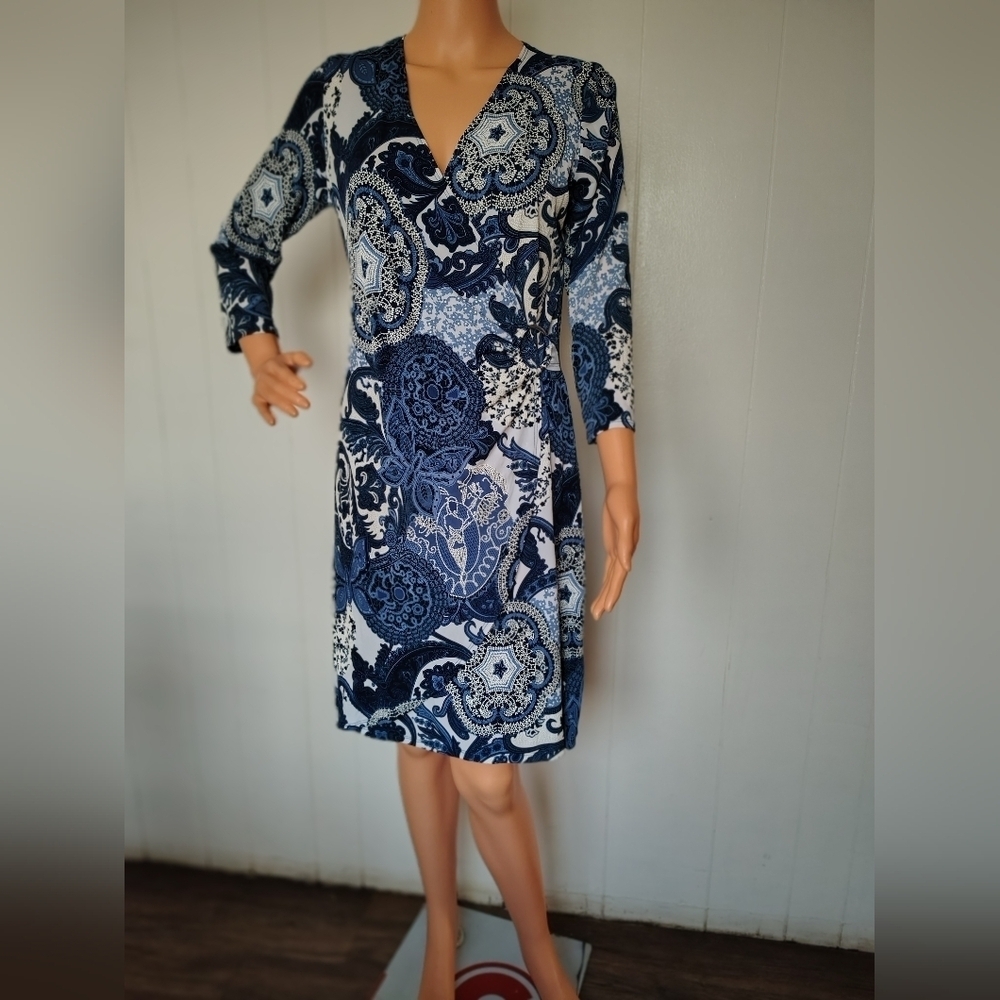 Glamour Blue Paisley Dress Size 12P